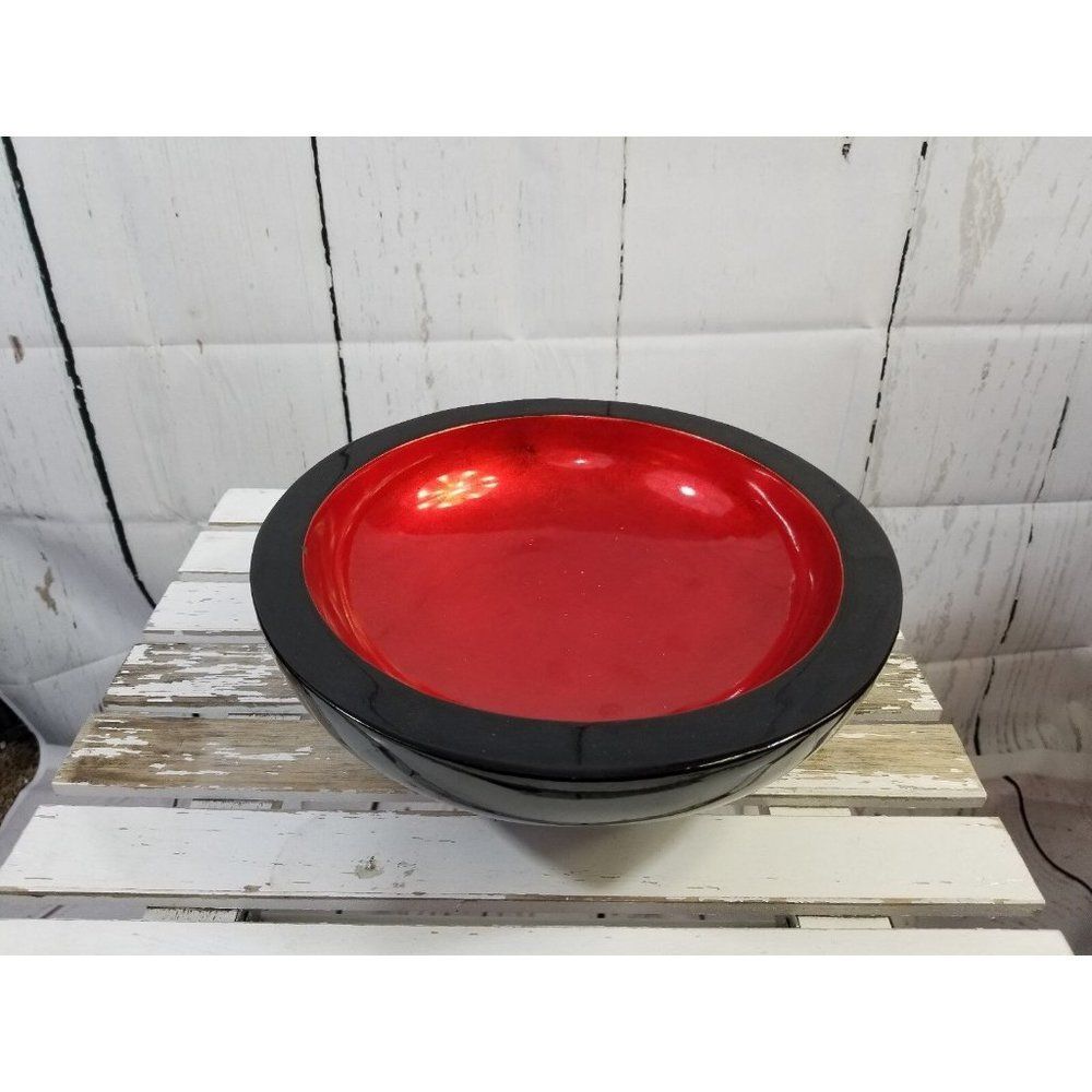 Shiraleah bowl Decor red Black mid Century Modern‎